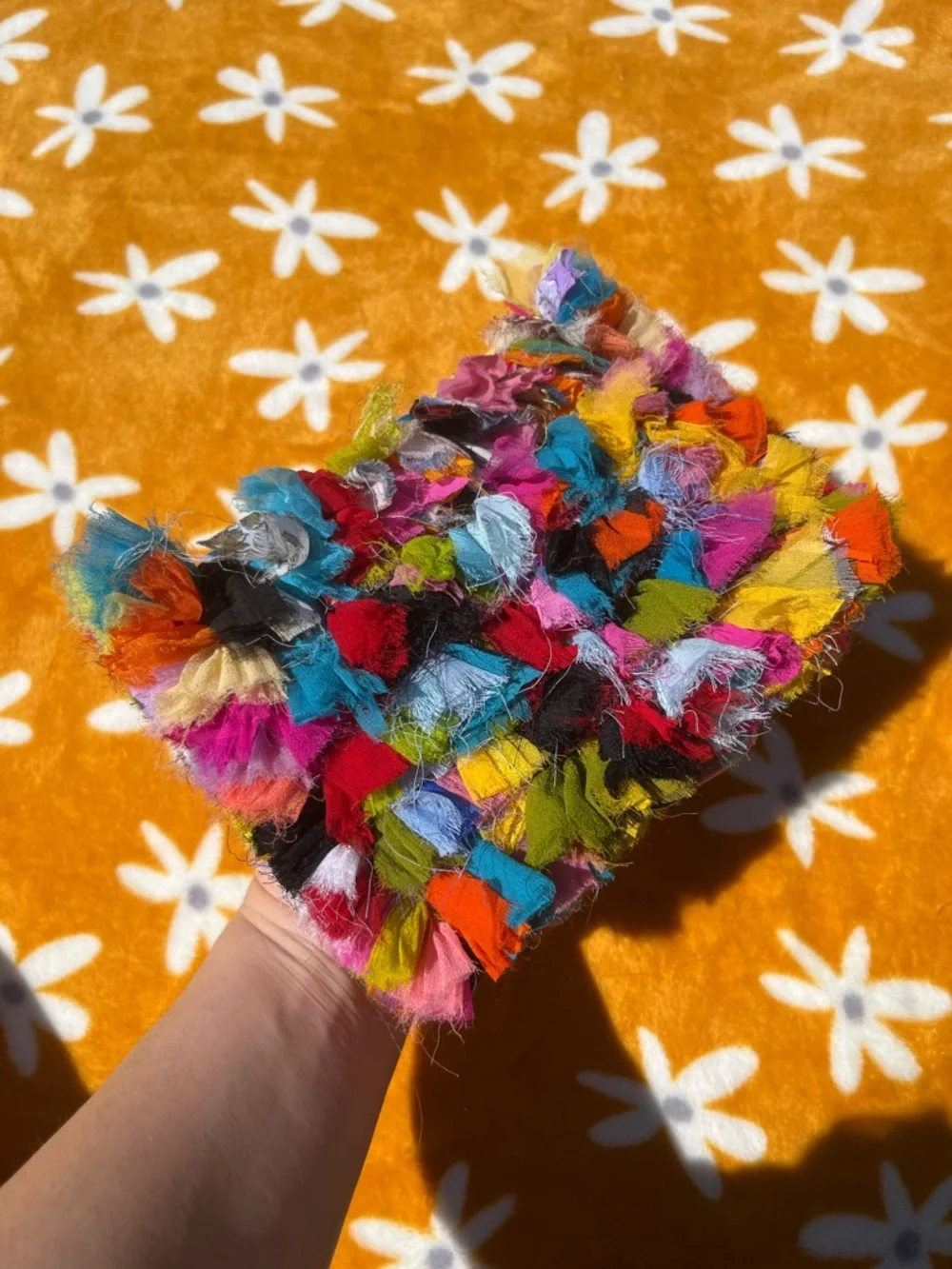 Small Colorful Handloom Frilly Boho Pouch Cosmetic Makeup Bag